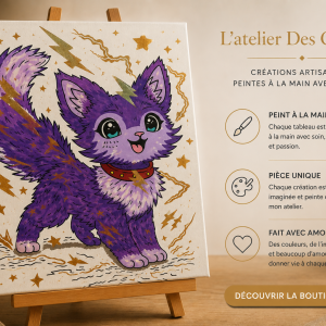 Tableau Chat Violet Fantaisie