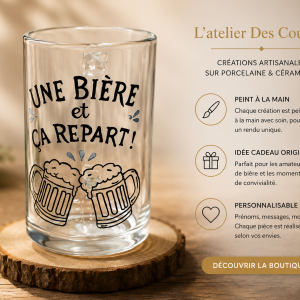 Chope de bière humoristique – Une bière et ça repart !
