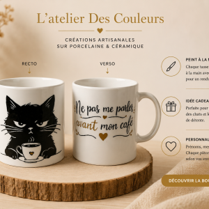 Tasse Chat Noir – Ne pas me parler avant mon café