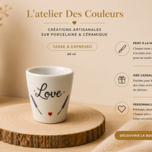Tasse à Expresso "Love Lavande" – Peinte à la main