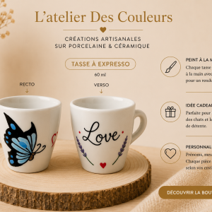 Tasse à Expresso "Love Papillon" – Peinte à la main