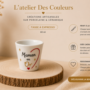 Tasse à Expresso "Maman en Or" – Peinte à la main